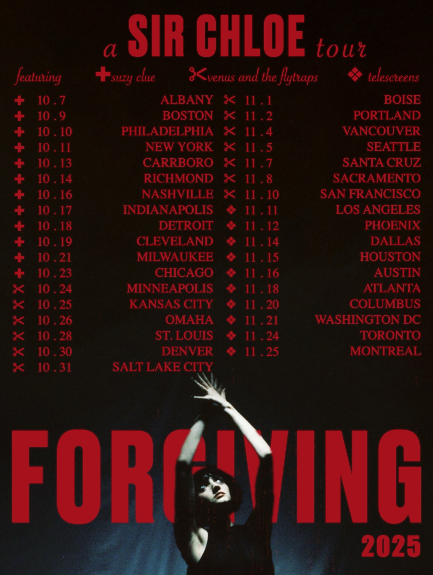 Suzy Clue Forgiving Tour Tour Poster 2025